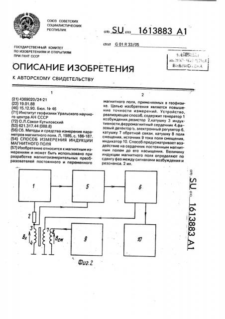 Способ измерения индукции магнитного поля (патент 1613883)