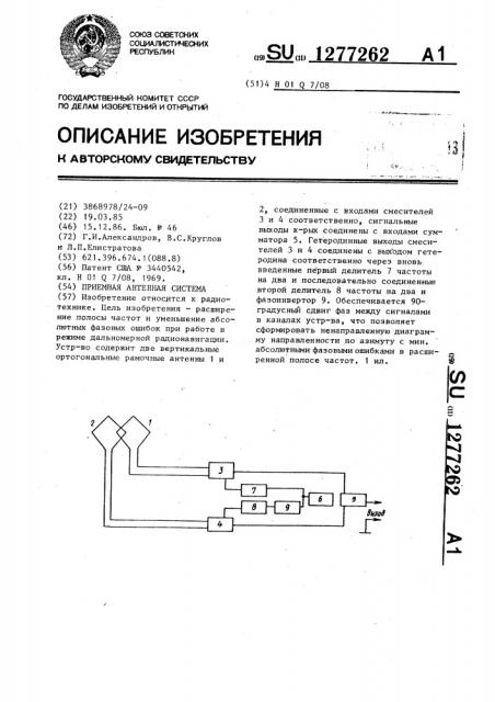 Приемная антенная система (патент 1277262)