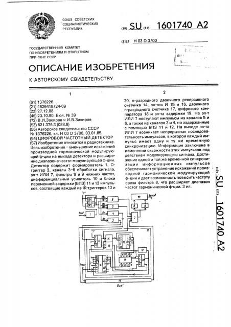 Цифровой частотный детектор (патент 1601740)