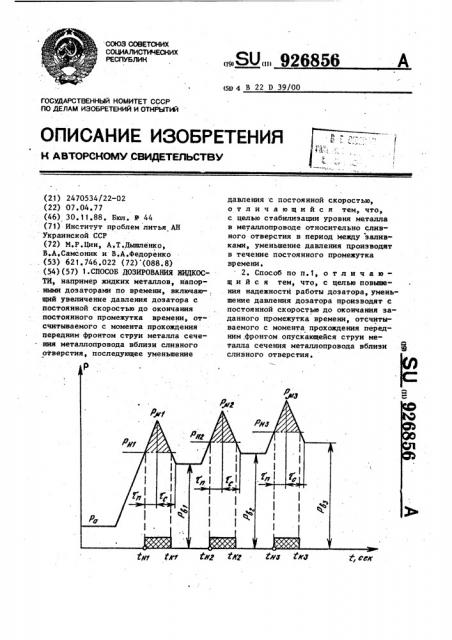 Способ дозирования жидкости (патент 926856)