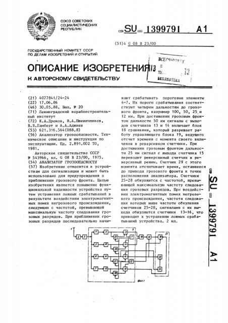 Анализатор грозоопасности (патент 1399791)