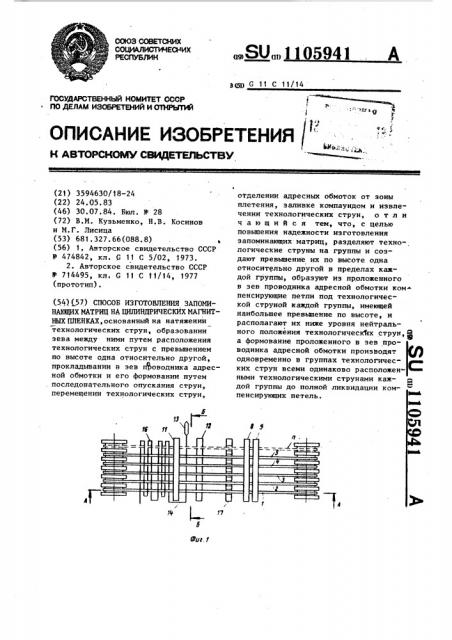 Способ изготовления запоминающих матриц на цилиндрических магнитных пленках (патент 1105941)