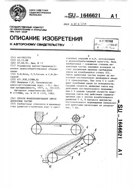 Способ фракционирования смеси древесных частиц (патент 1646621)