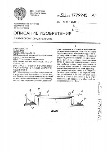 Способ поверки поплавковых уровнемеров с гибкой механической связью (патент 1779945)