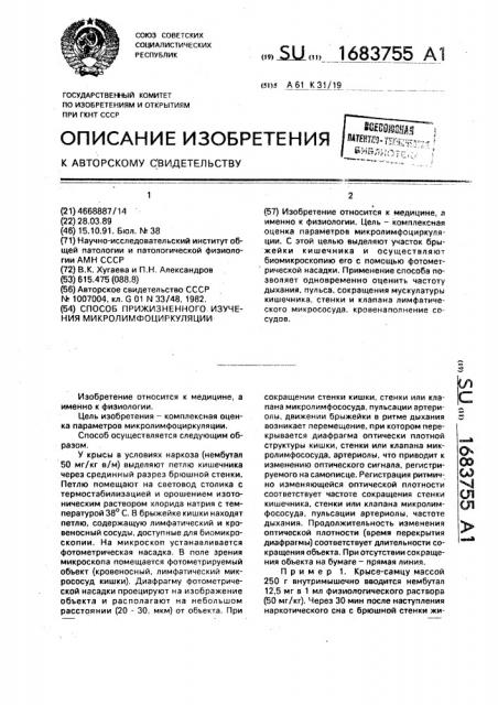 Способ прижизненного изучения микролимфоциркуляции (патент 1683755)