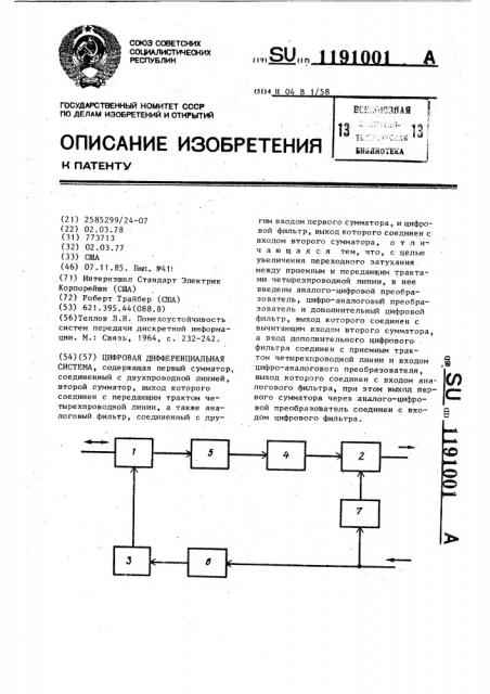 Цифровая дифференциальная система (патент 1191001)