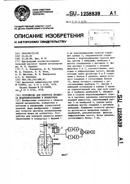 Устройство для контроля процесса шлакообразования в конвертере (патент 1258839)