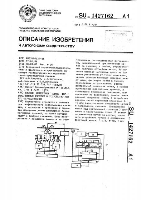 Способ измерения длины ферромагнитных изделий и устройство для его осуществления (патент 1427162)