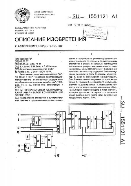 Многоканальный статистический анализатор концентрации элементов (патент 1551121)