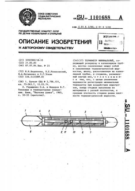 Термометр минимальный (патент 1101688)