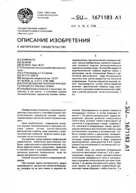 Способ оценки технологического процесса посева семян (патент 1671183)