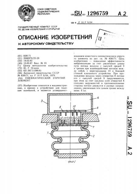 Пневматический упругий элемент (патент 1296759)