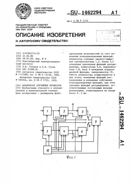 Анализатор случайных процессов (патент 1462294)