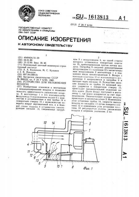 Устройство для увлажнения воздуха (патент 1613813)