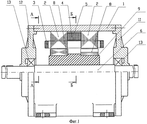 Бесконтактная индукторная вентильная электрическая машина с электромагнитным возбуждением (патент 2277284)