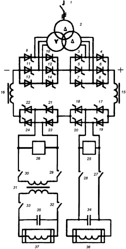 Устройство для проведения комбинированного электротехнологического процесса на основе параллельных инверторов тока (патент 2342809)