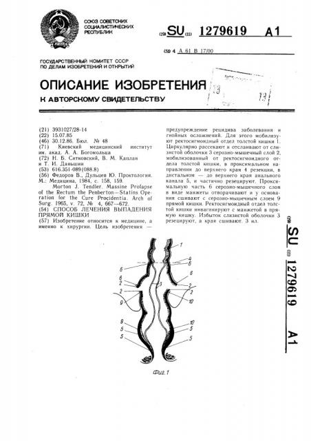 Способ лечения выпадения прямой кишки (патент 1279619)