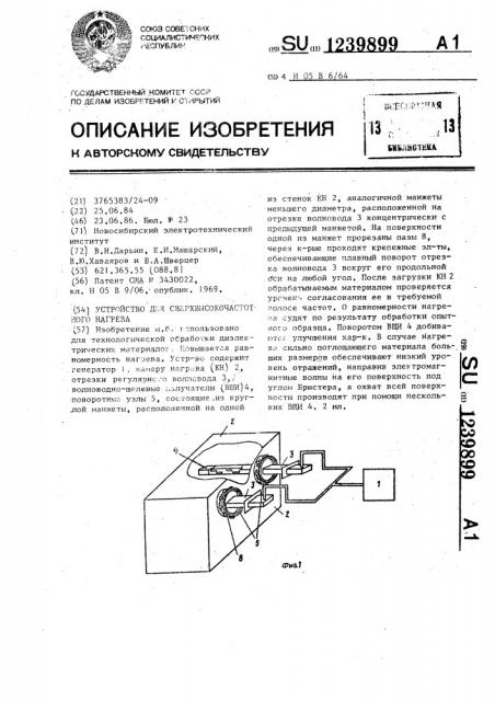 Устройство для сверхвысокочастотного нагрева (патент 1239899)