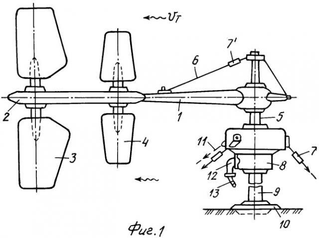 Ветро- и гидроустановка с колеблющимися вертикальными лопастями (патент 2484298)