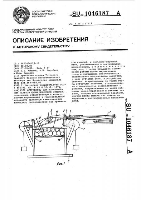 Устройство для формирования пакетов цилиндрических изделий (патент 1046187)