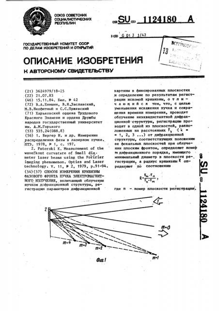 Способ измерения кривизны фазового фронта пучка электромагнитного излучения (патент 1124180)
