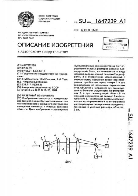 Лазерный измеритель (патент 1647239)