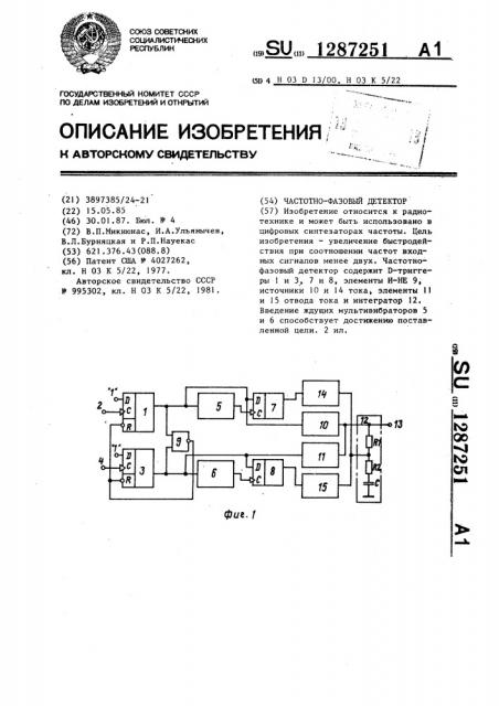 Частотно-фазовый детектор (патент 1287251)