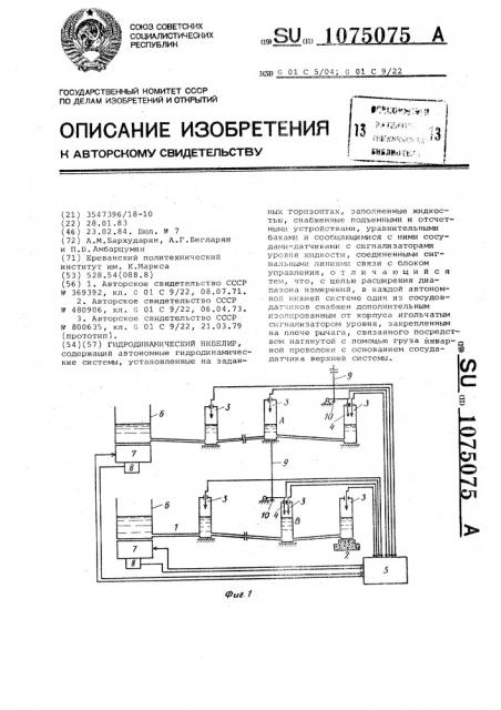 Гидродинамический нивелир (патент 1075075)