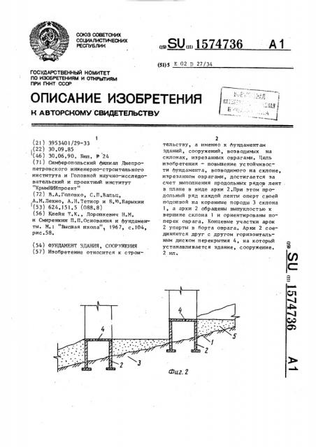 Фундамент здания, сооружения (патент 1574736)