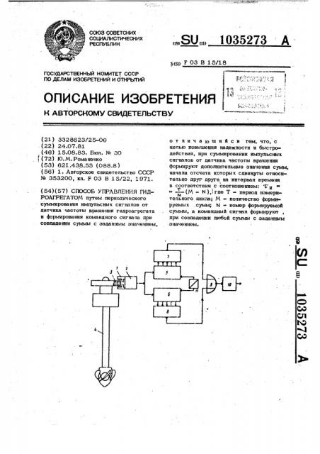 Способ управления гидроагрегатом (патент 1035273)