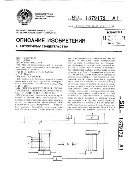 Способ определения сопротивления движению электрического подвижного состава (патент 1379172)