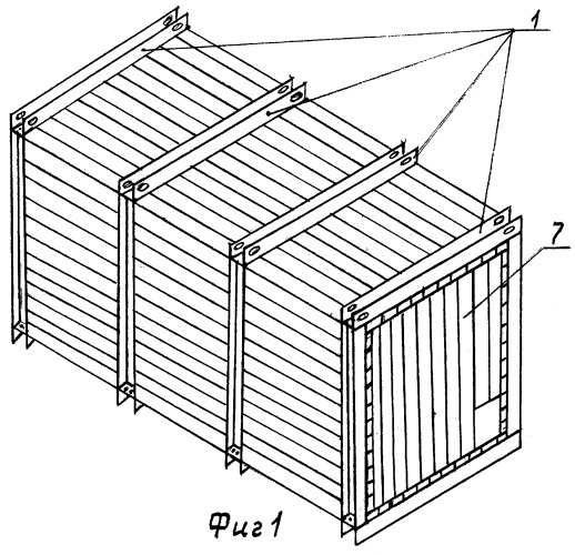 Разборный контейнер для транспортирования и хранения длинномерных грузов, преимущественно пиломатериалов (патент 2256595)