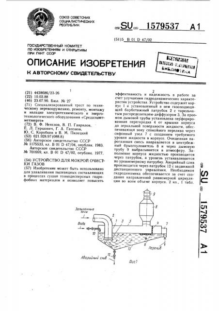 Устройство для морской очистки газов (патент 1579537)