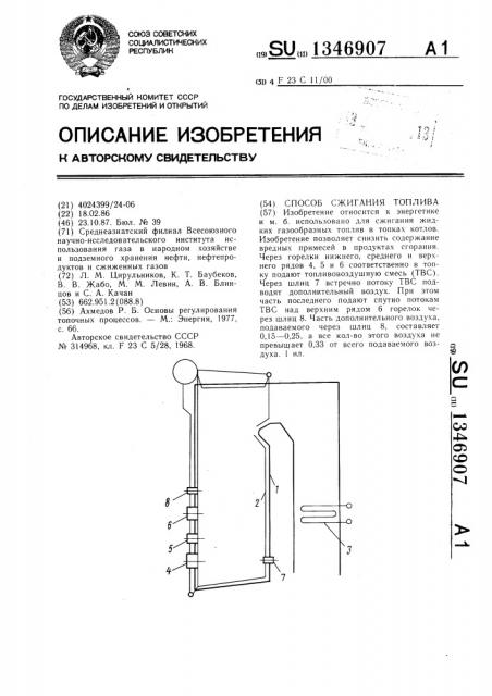 Способ сжигания топлива (патент 1346907)