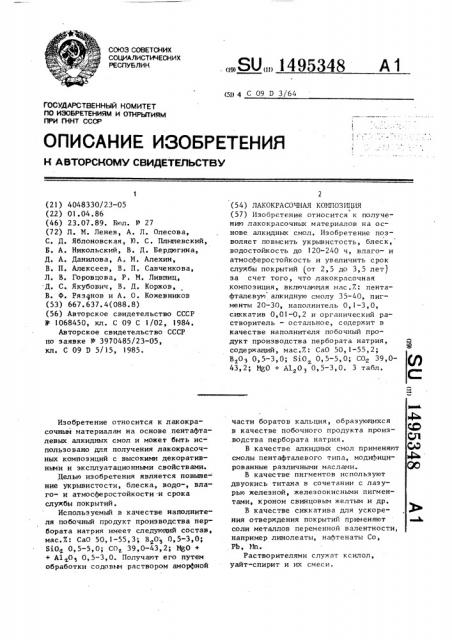 Лакокрасочная композиция (патент 1495348)