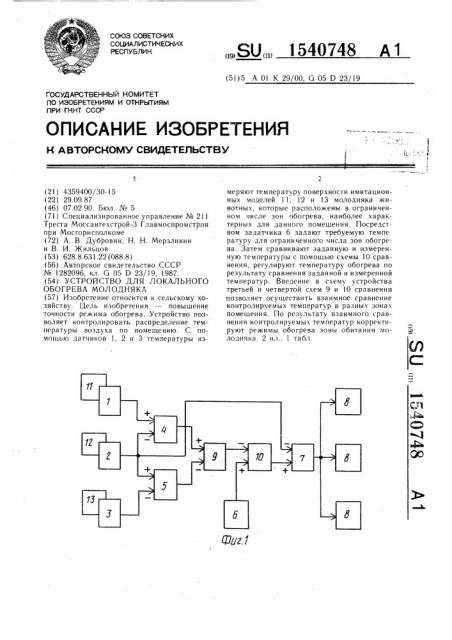 Устройство для локального обогрева молодняка (патент 1540748)