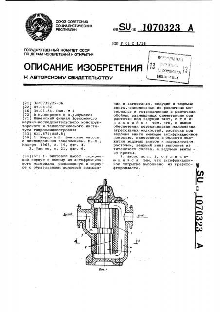 Винтовой насос (патент 1070323)