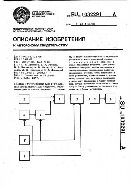 Устройство для управления поршневым детандером (патент 1032291)