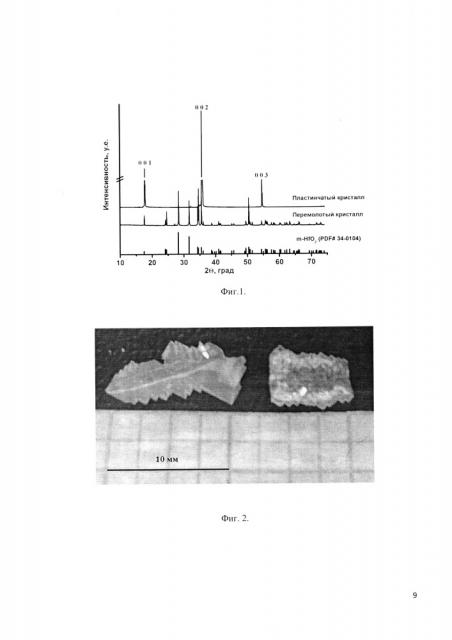 Способ получения монокристаллов моноклинного диоксида гафния (патент 2631080)