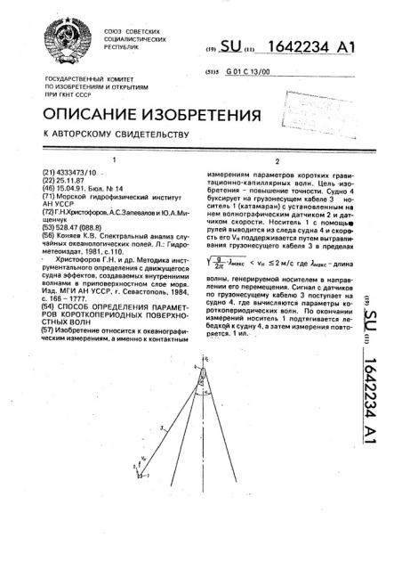 Способ определения параметров короткопериодных поверхностных волн (патент 1642234)