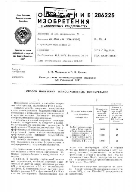 Патент ссср  286225 (патент 286225)