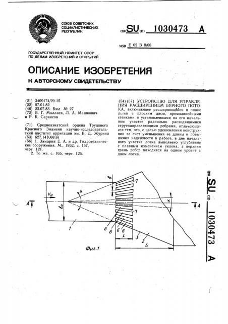 Устройство для управления расширением бурного потока (патент 1030473)