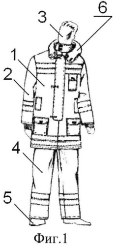 Костюм боевой одежды спасателей, действующих в условиях горящих объектов при наличии летящих и падающих предметов разрушающегося объекта (патент 2538461)