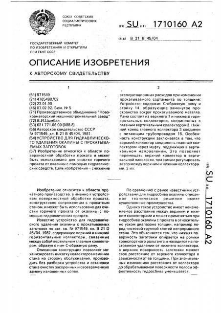 Устройство для гидравлического удаления окалины с прокатываемых заготовок (патент 1710160)