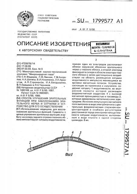 Способ улучшения зрительных функций при заболеваниях зрительного нерва и сетчатки и устройство для его осуществления (патент 1799577)