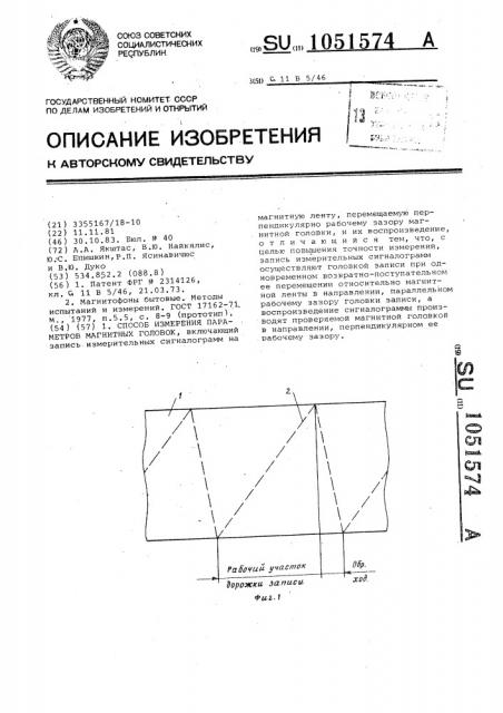 Способ измерения параметров магнитных головок (патент 1051574)