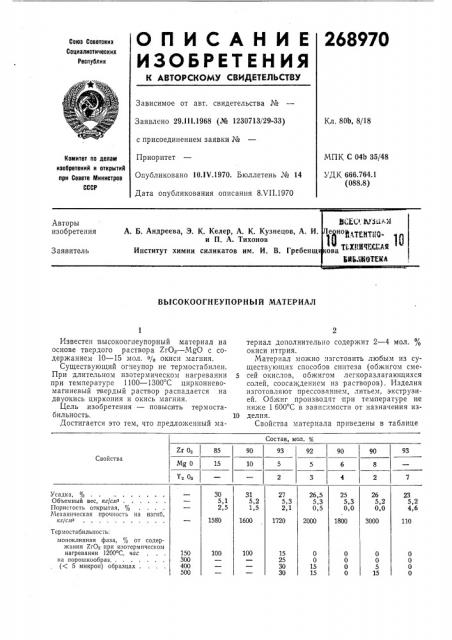 Патент ссср  268970 (патент 268970)