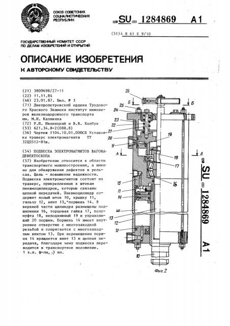 Подвеска электромагнитов вагона-дефектоскопа (патент 1284869)