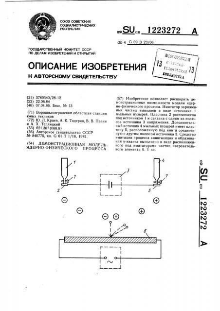 Демонстрационная модель ядерно-физического процесса (патент 1223272)