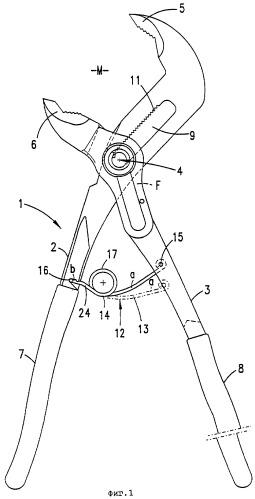 Клещи с саморегулируемой установкой, пригодные для пользования одной рукой (патент 2261168)